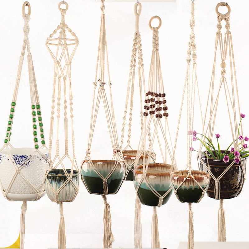 indoor plant cotton macrame hanger